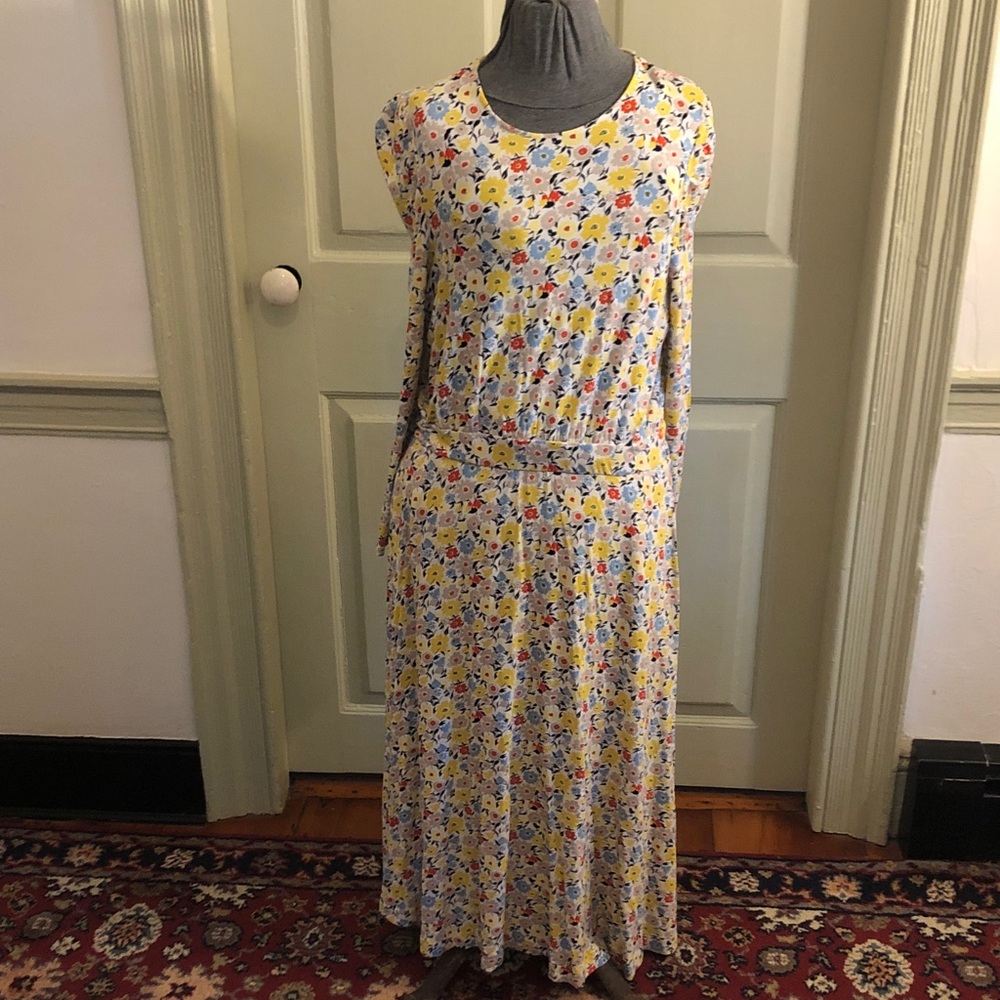 Boden Yellow Floral Sleeveless Maxi Dress